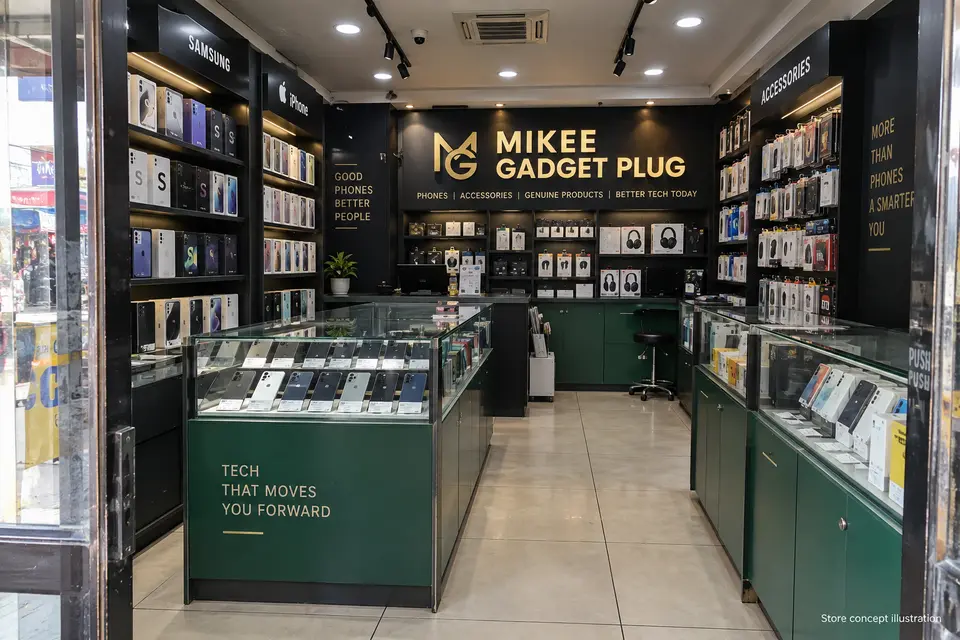 Mikee Gadget Plug branded shop concept illustration